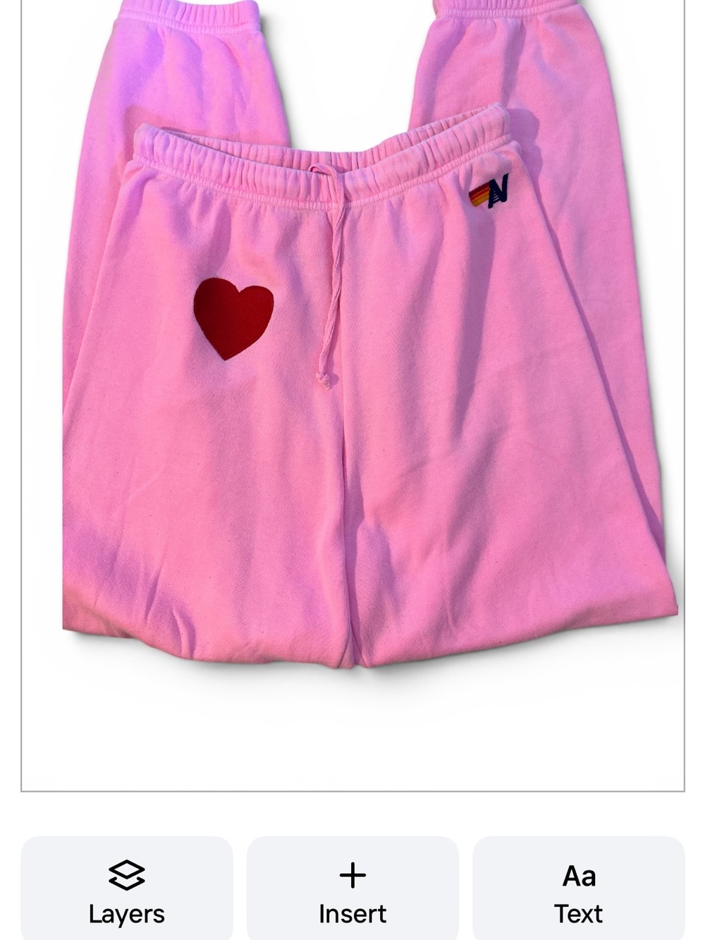 Aviator nation Pink Heart Sweatpants with Small Logo